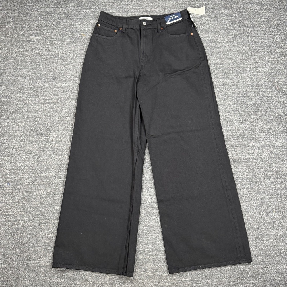 Abercrombie Fitch High Rise The Wide Leg Jeans Women 29 Black Denim Curve Love